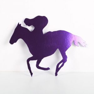 Foilboard cutout rider and horse purple