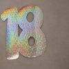 Cardboard Cutout Number 18 holographic silver
