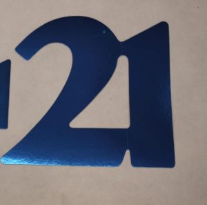 Cardboard Cutout Number 21 blue