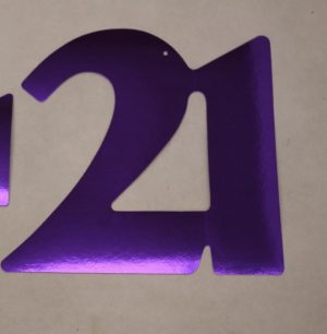 Cardboard Cutout Number 21 purple