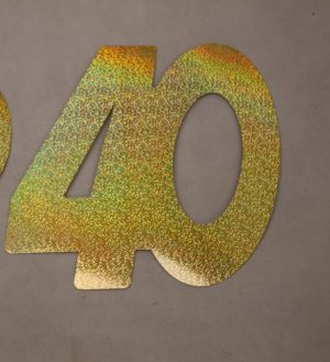 Cardboard Cutout Number 40 holographic gold