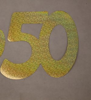 Cardboard Cutout Number 50 holographic gold