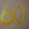 Cardboard Cutout Number 60 Holographic Gold