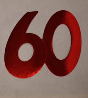 Cardboard Cutout Number 60 red