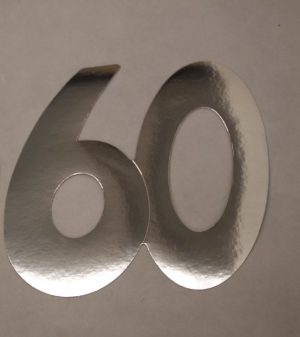 Cardboard Cutout Number 60 Silver