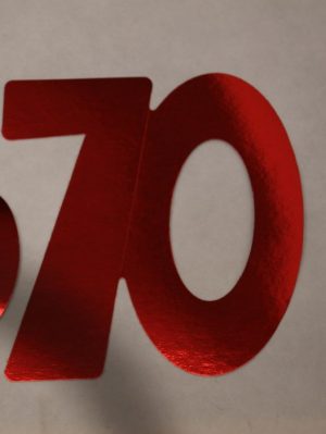 Cardboard Cutout Number 70 red
