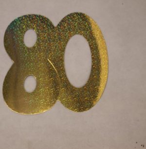 Cardboard Cutout Number 80 holographic gold