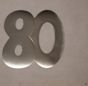Cardboard Cutout Number 80 silver