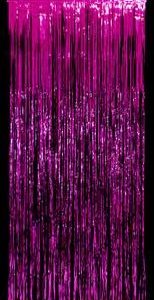 cerise foil tinsel curtain