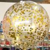 gold confetti filled helium balloon 90cm