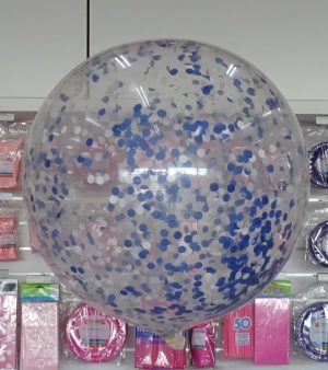 90cm blue confetti filled helium balloon