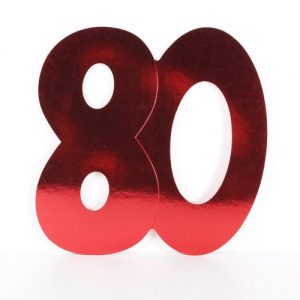 Cardboard Cutout Number 80 Red