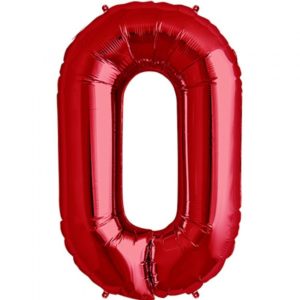 #0 red foil number balloon