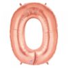 #0 rose pink foil number balloon