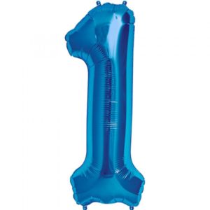 #1 blue foil number balloon