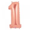 #1 rose pink foil number balloon
