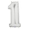 #1 silver foil number balloon
