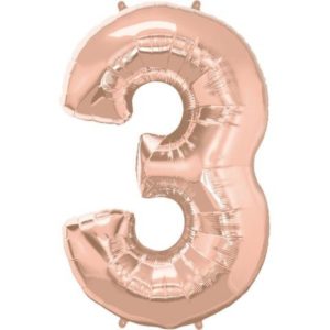 #3 rose gold foil number balloon