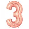 #3 rose pink foil number balloon