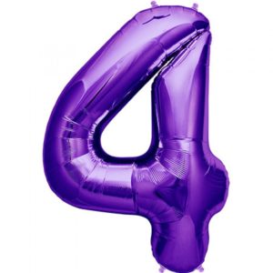 #4 purple foil number balloon