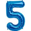#5 blue foil number balloon