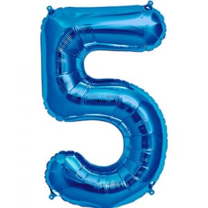 #5 blue foil number balloon