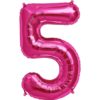 #5 magenta foil number balloon