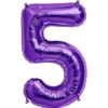 #5 purple foil number balloon