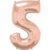 #5 rose gold foil number balloon