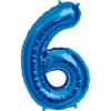 #6 blue foil number balloon