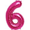 #6 magenta foil number balloon