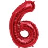 #6 red foil number balloon