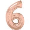 #6 rose gold foil number balloon