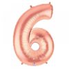 #6 rose pink foil number balloon