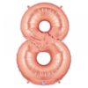 #8 rose pink foil number balloon
