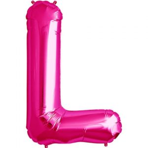 L-magenta foil letter balloon