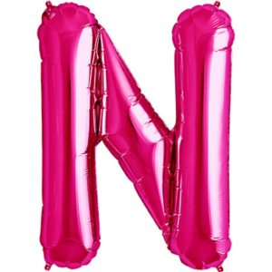N-magenta foil letter balloon