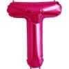 T-magenta foil letter balloon