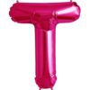 T-magenta foil letter balloon