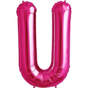 U-magenta foil letter balloon