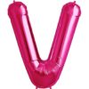 V-magenta foil letter balloon