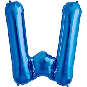 W-blue foil letter balloon