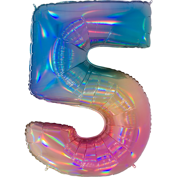 party-werks-5-rainbow-foil-number-balloon